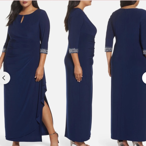 Alex Evenings Embellished Faux Wrap Gown (Plus Size), size 24W - Picture 1 of 12